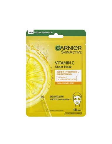MASCARILLA FACIAL GARNIER VITAMINA C SHEET MASK 15MIN 28G